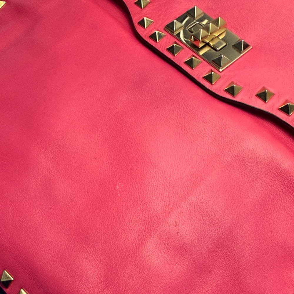 Valentino Garavani Gold & Pink Studded Handbag with Removable Crossbody Strap - Picture 10 of 16